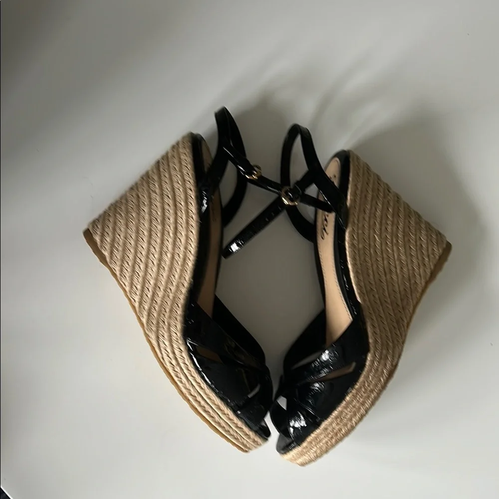 Gucci Black and Tan Wedge Espadrilles - Picture 6 of 10
